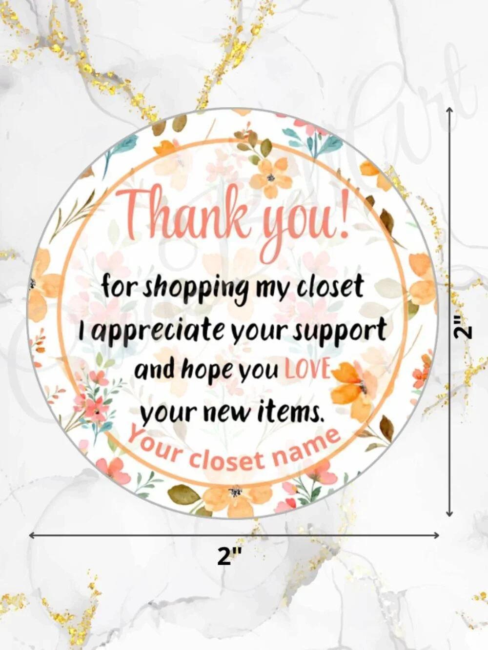 60 Pack Floral Stickers with Personalization 2 inch Glossy